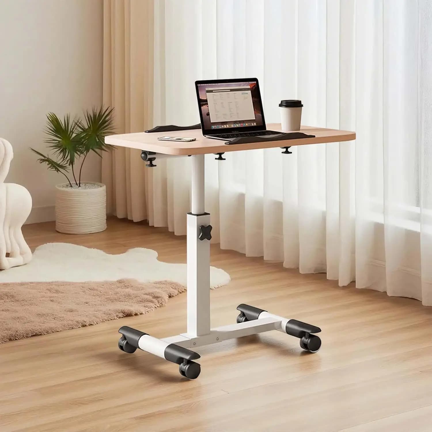 Table de chevet, table de chevet mobile avec bureau inclinable, hauteur réglable sur la table de lit