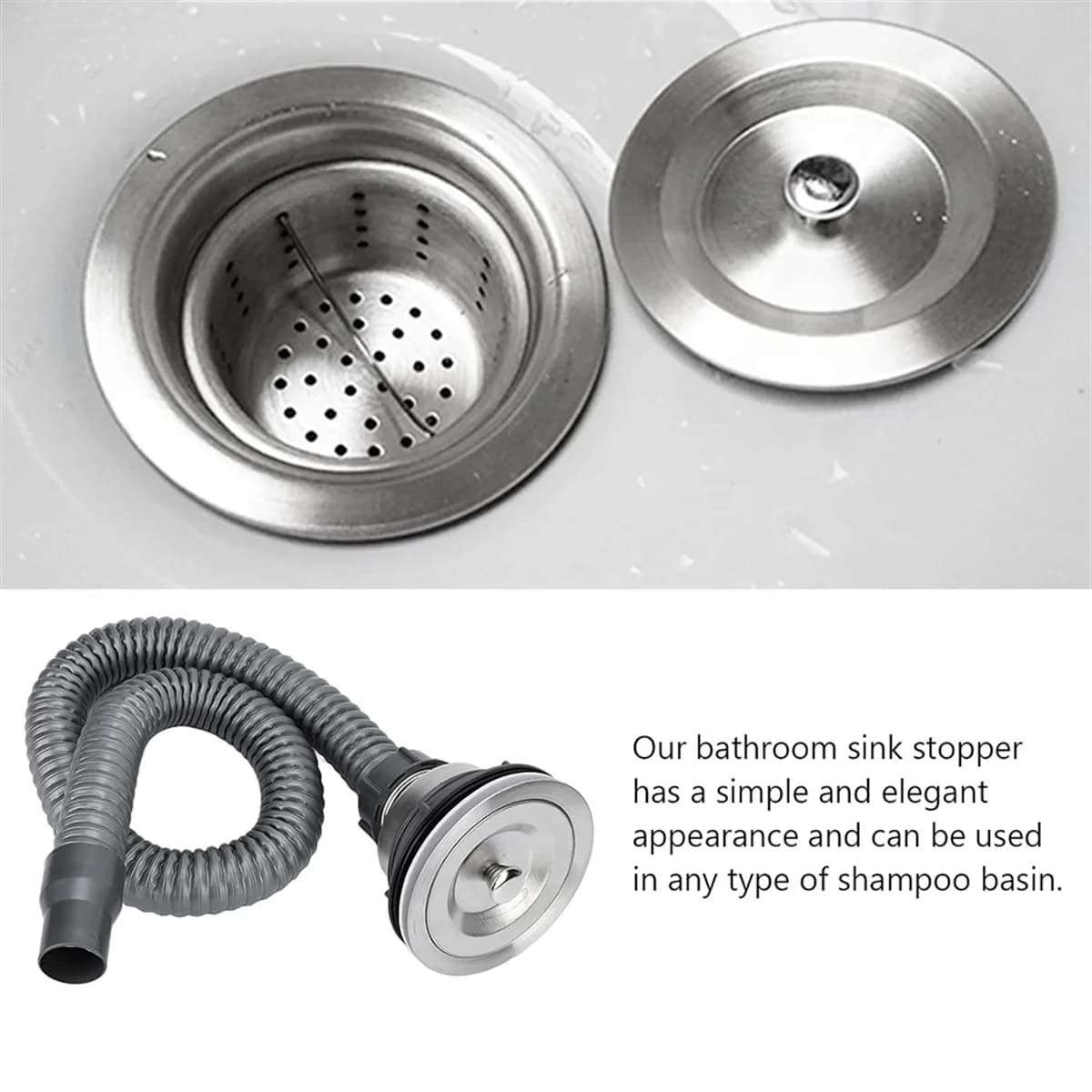 Bouchon de vidange bouchon d'évier en acier inoxydable, bouchon de vidange de lavabo de shampoing de