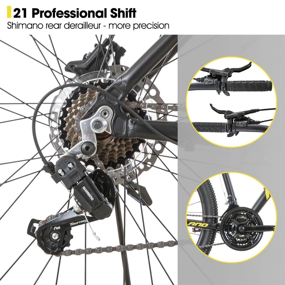 Hiland-Vélo de montagne à 21 vitesses en aluminium, freins à disque hydrauliques, fourche à suspensi
