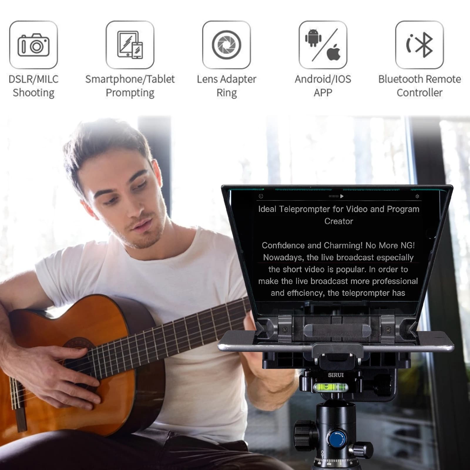 FEELWORLD – téléprompteur Portable TP2A, supporte moins de 8 pouces, prise de vue DSLR, Smartphone/t