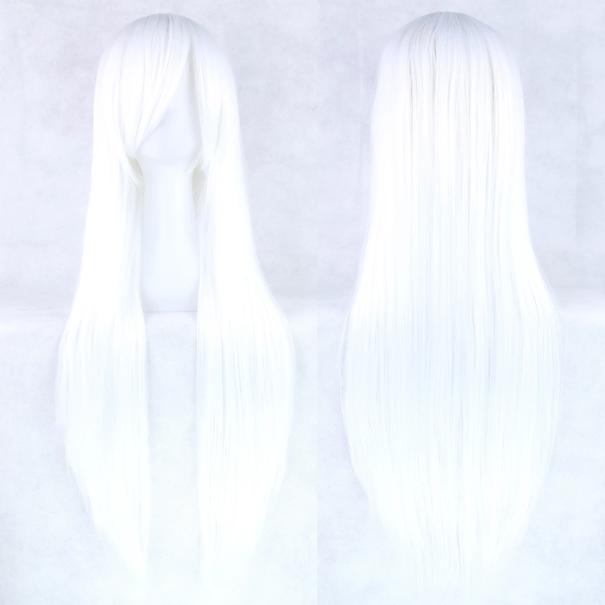 Perruque blanche synthétique perruques de Cosplay perruque blanche droite avec frange pour Anime Cos