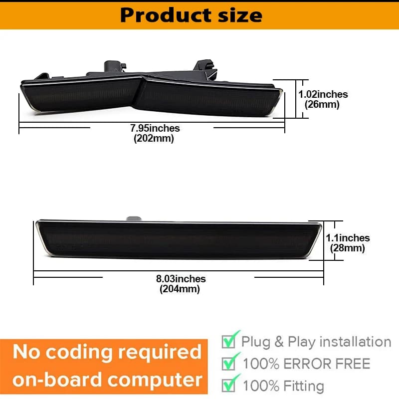 Lampe de voiture pour Dodge Challenger SRT Hellcat 2015 – 2022, 4 pièces, feux de position latéraux 