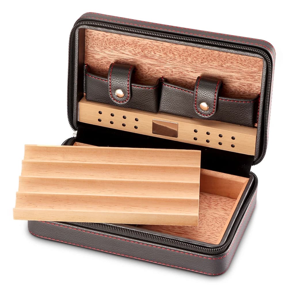 GALINER-Boîte à cigares en bois, humidificateur pour cigares, étui à cigares de voyage, rangement po