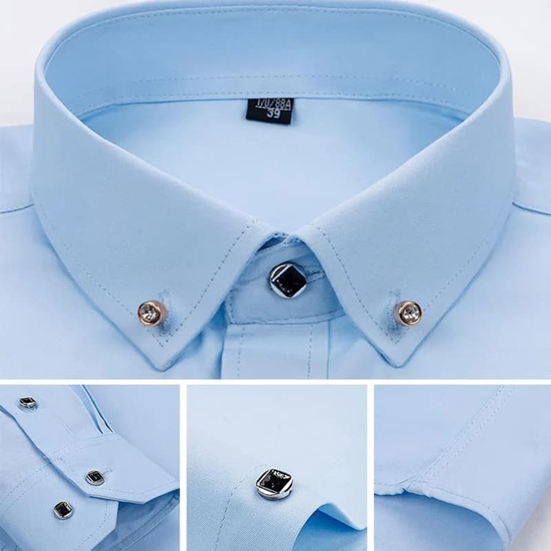 Offre spéciale hommes d'affaires robe chemise formelle mode mince classique basique diamant bouton à