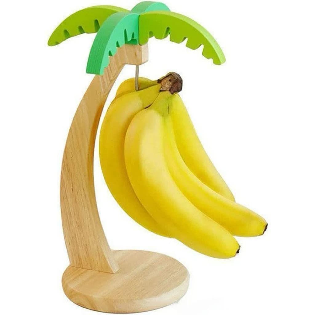 Support vertical en bois massif pour bananes, avec crochet en forme de feuille, pour le rangement de