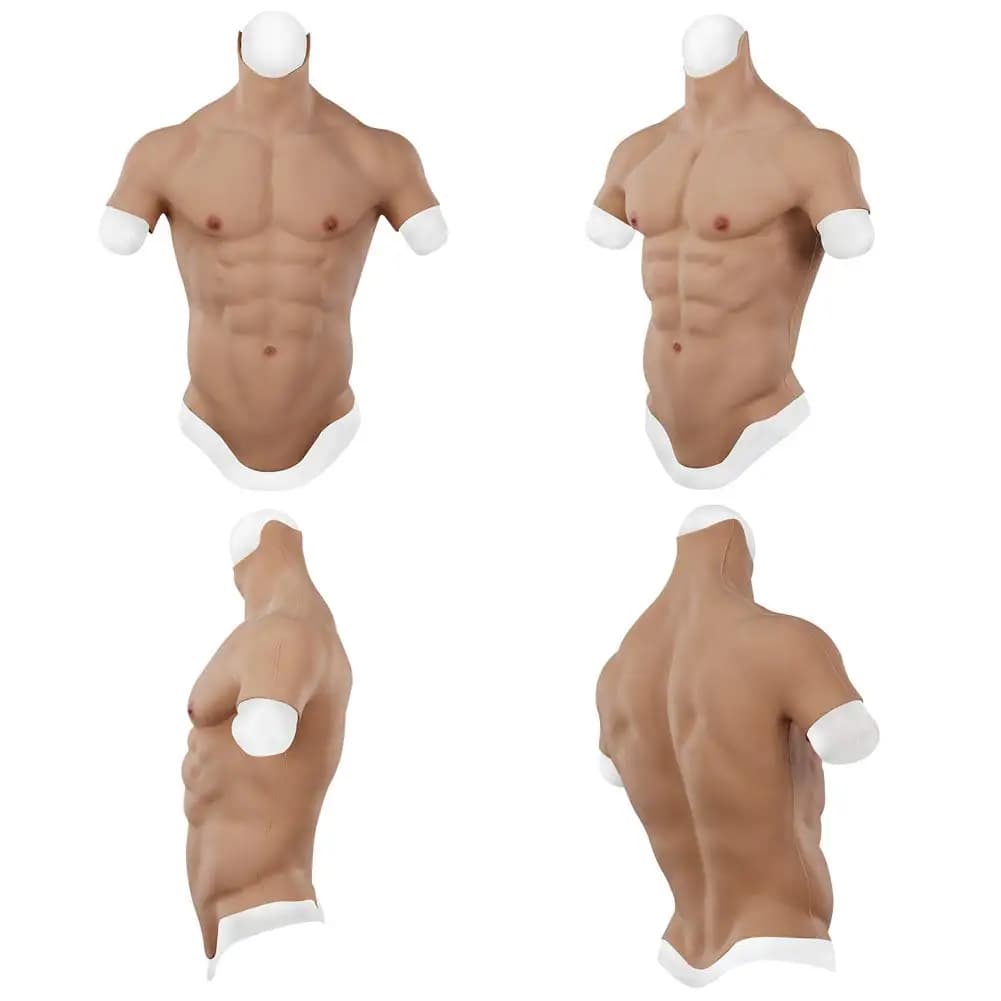 Poitrine masculine réaliste en silicone doux, simulation de la peau des muscles abdominaux, accessoi