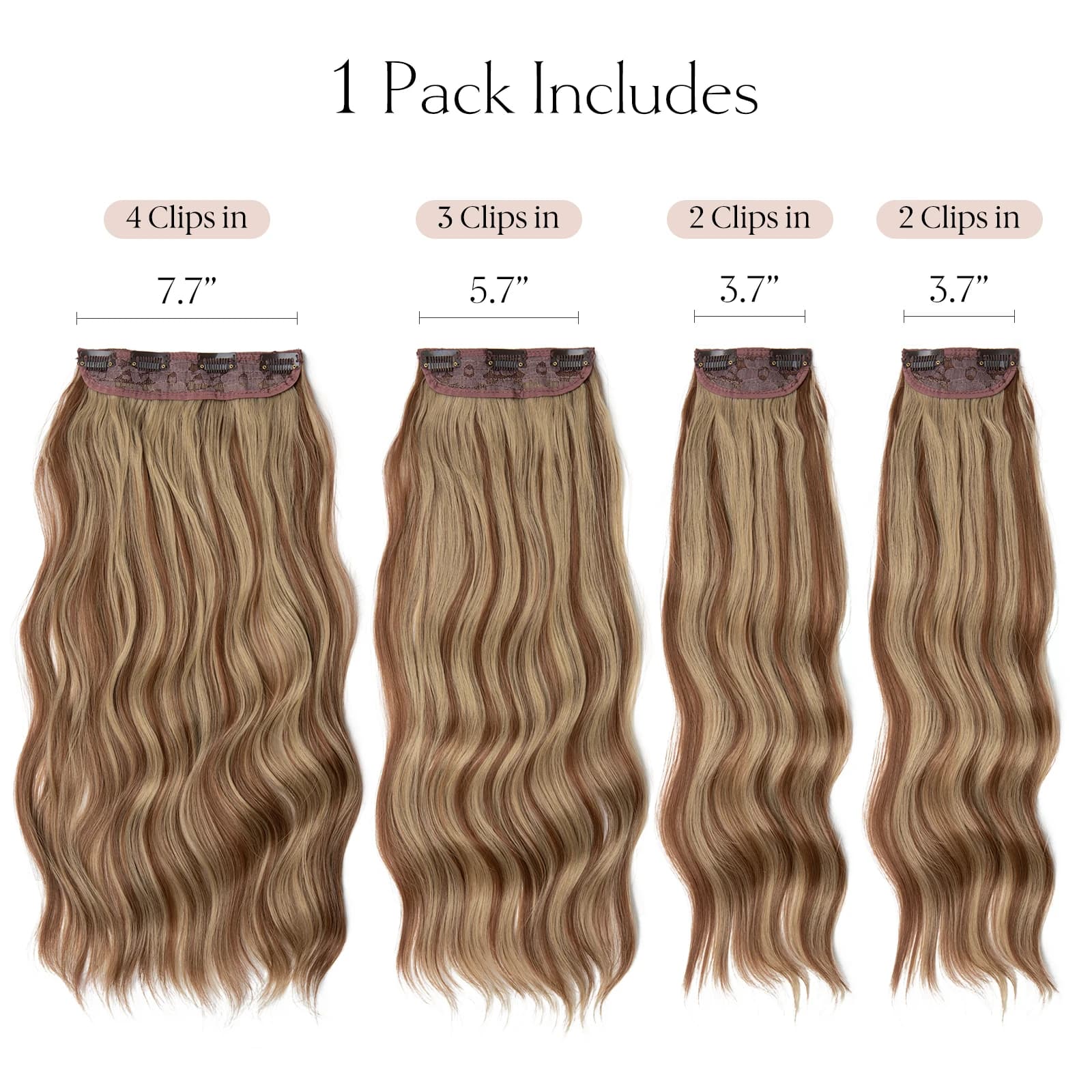 SARLA 4 pièces/ensemble synthétique longue ondulée pince dans les Extensions de cheveux 22 "postiche