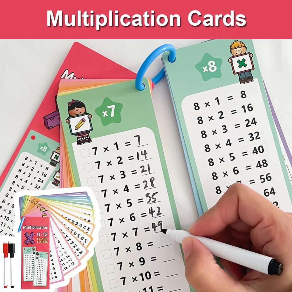 0-12 tableaux de multiplication, cartes de table de temps, outil d'apprentissage des mathématiques à