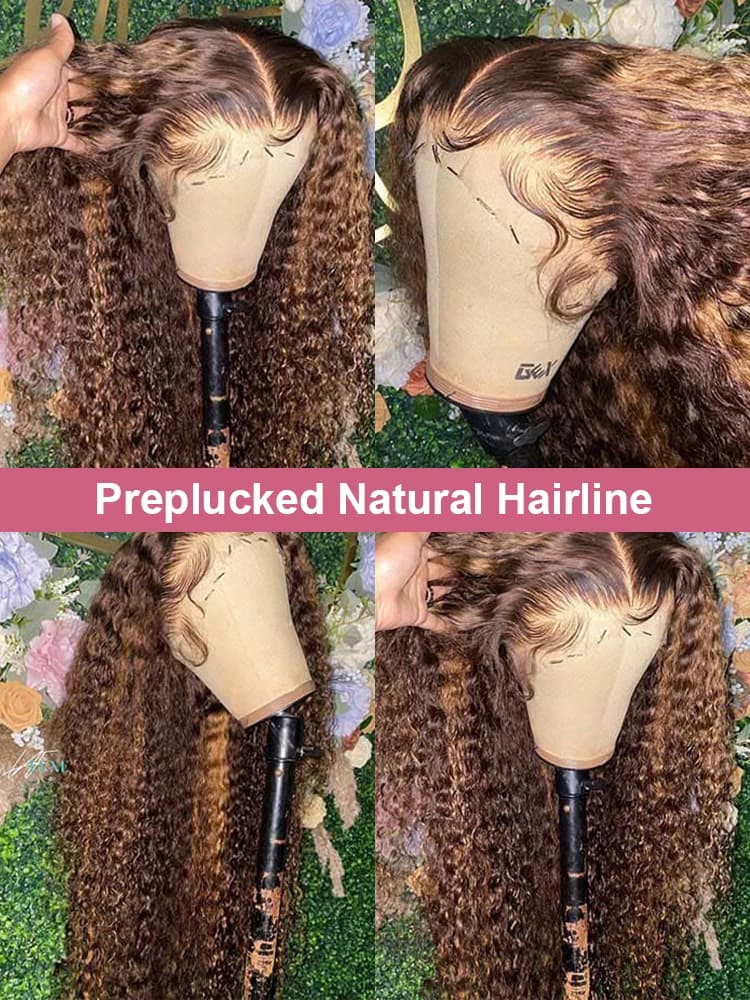 Mettre en évidence 13x6 Hd dentelle frontale perruque cheveux humains pré plumé vague profonde 30 40