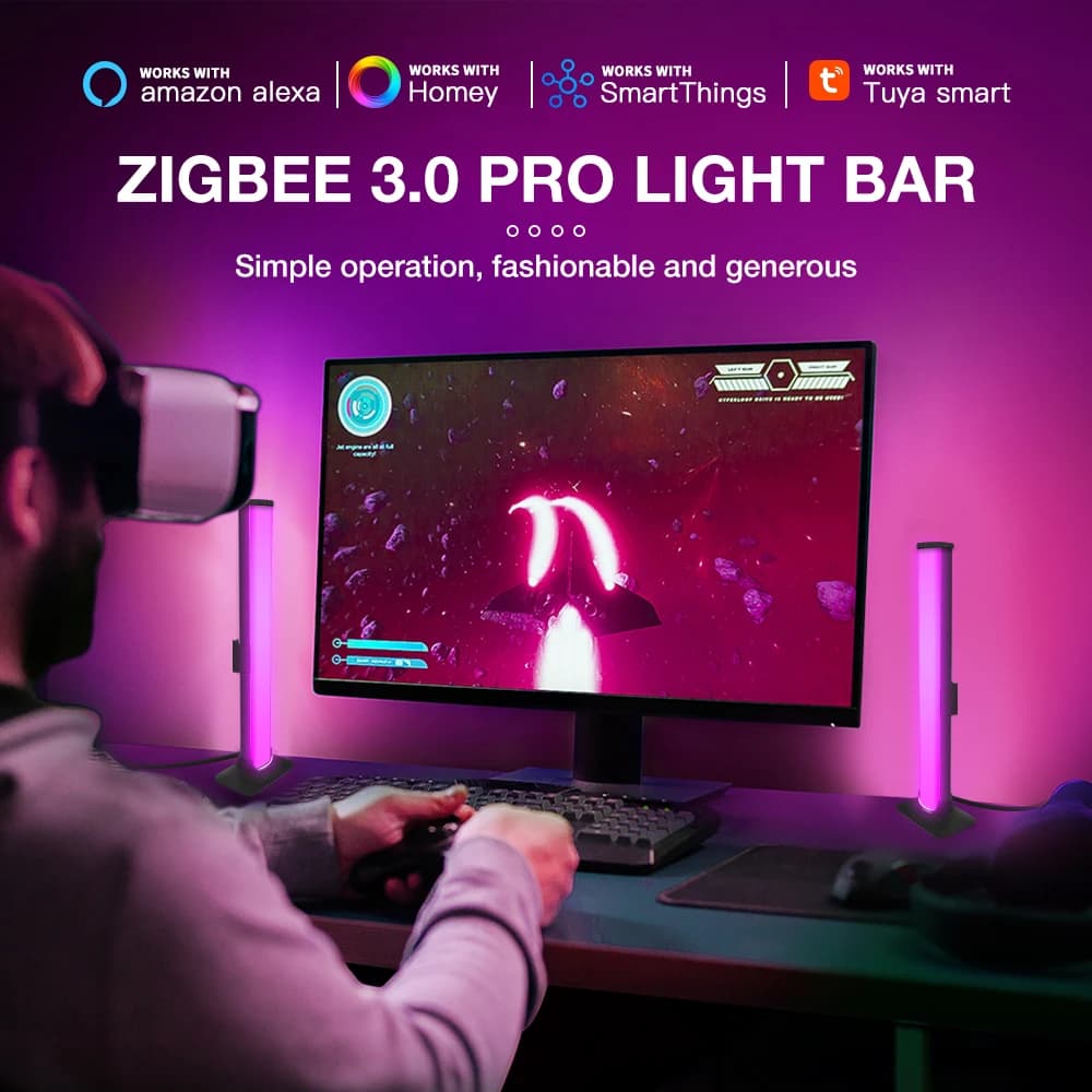 Barre de lampe LED USB Zigbee 3.0 RGB + CCT, 5V, RGBCW, lumière variable, application Tuya Smart Lif