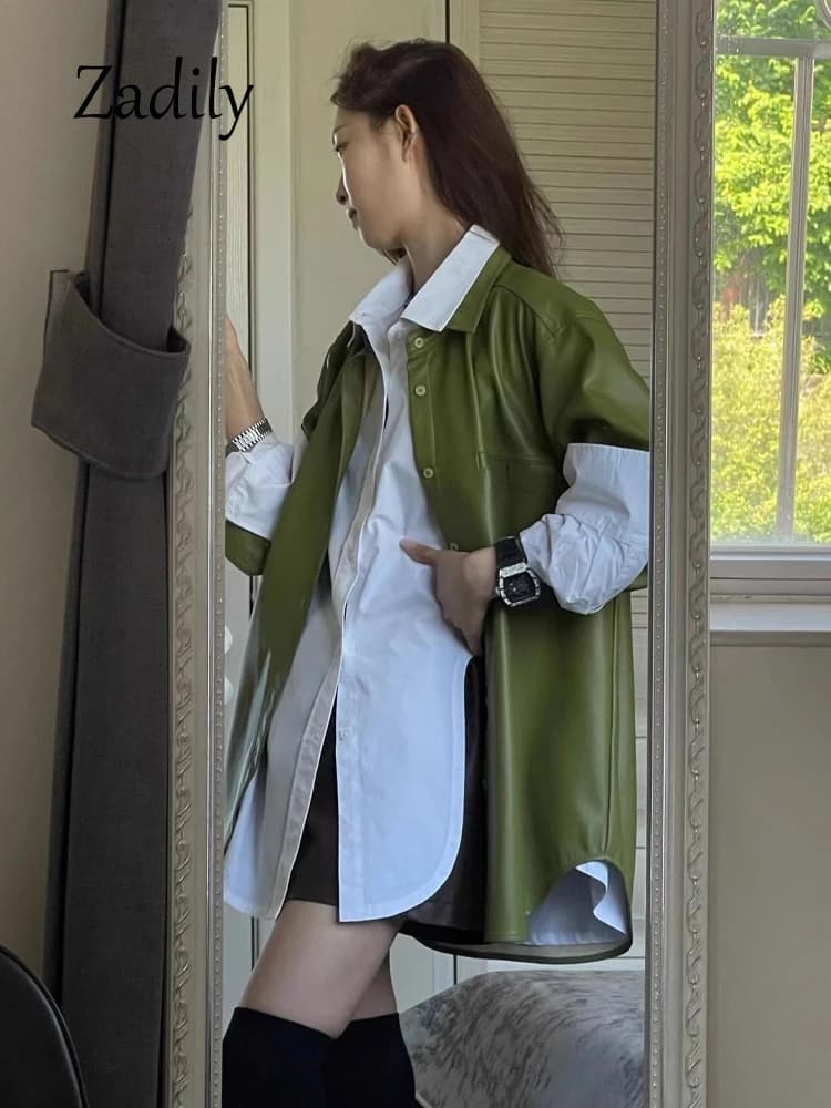 Zadily automne 2025 décontracté ample manches longues blanc chemise longue minimaliste surdimensionn