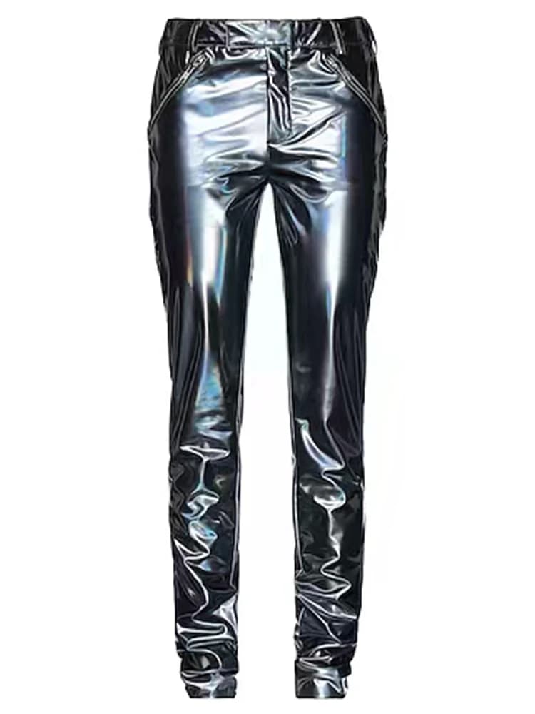 Pantalon gothique en cuir pour femme, taille haute, Slim FjWith Pocket, Ladies Pu commissionned Slim