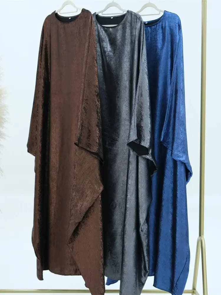 Maxi Abaya en Satin pour Femme Musulmane, Robe de Luxe Style Dubaï, Caftan Islamique Marocain, 2024