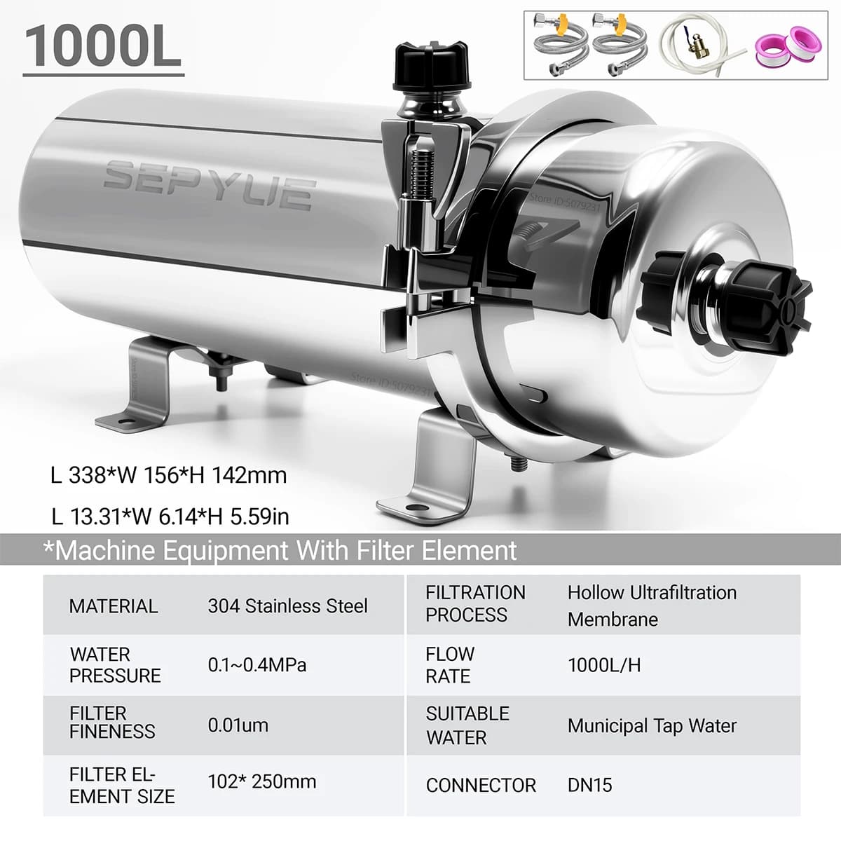 SEPYUE – purificateur d'eau à système UF à haut débit pour toute la maison, 1000l, filtre minéral en