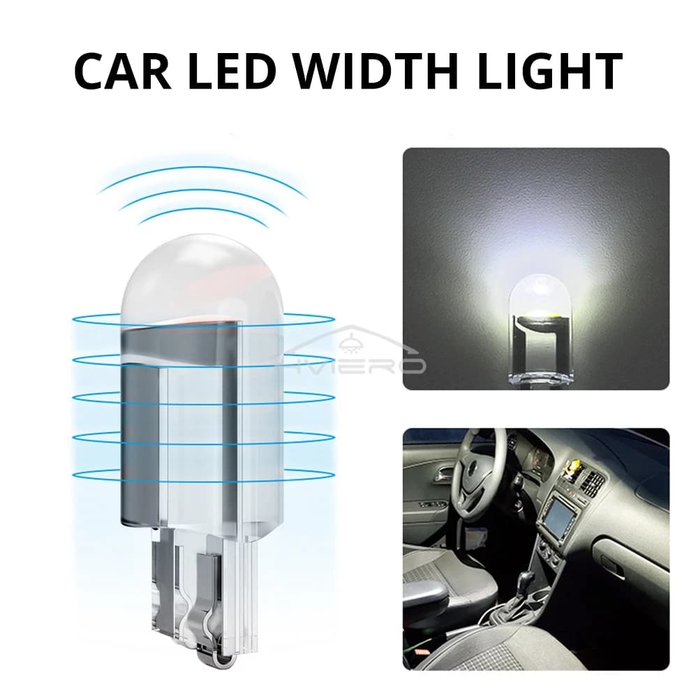 Ampoules LED Cob en verre pour voiture, 10 pièces, W5W 194 T10, lampe de plaque d'immatriculation, d