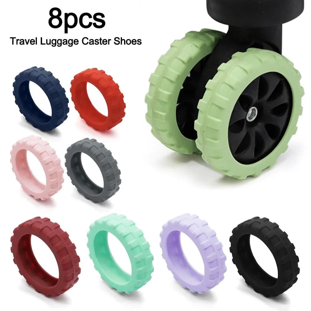 Roulettes de bagages de voyage en Silicone, 8 pièces/ensemble, chaussures, pièces de valise, axes av