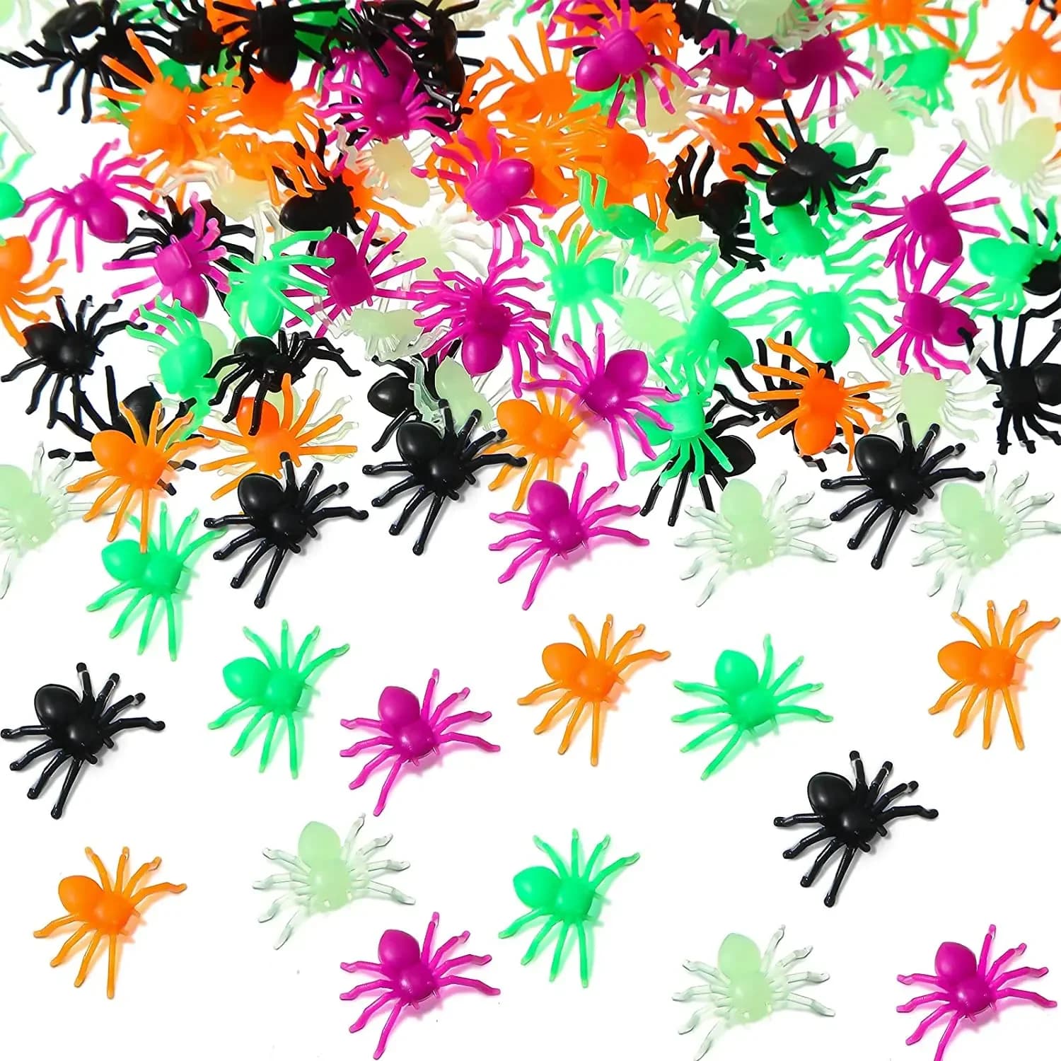 50/100 Pce Halloween petites araignées multicolores maison hantée Halloween toile d'araignée toile d