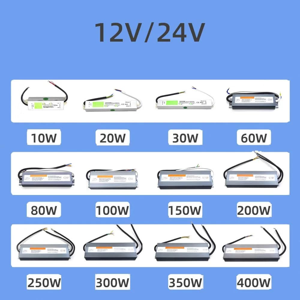 Alimentation de commutation étanche DC 12V 24V, transformateur d'éclairage LED extérieur IP67 ~ IP68