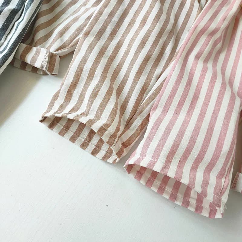 Pantalon à rayures en coton et lin pour garçon et fille, style décontracté, été automne