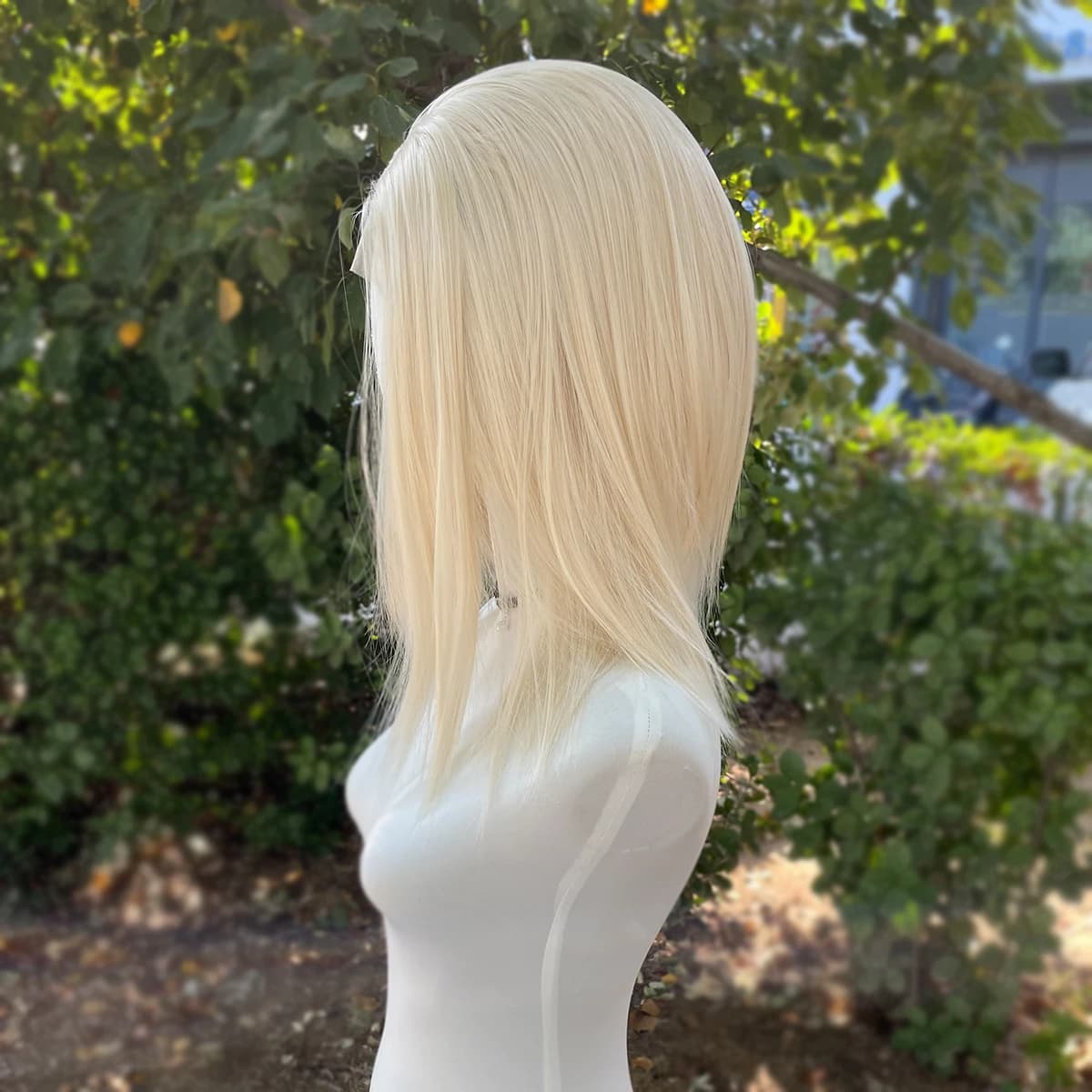 Perruque Lace Front Wig synthétique sans colle, blond clair, longueur d'épaule, 13x4, avec raie cent