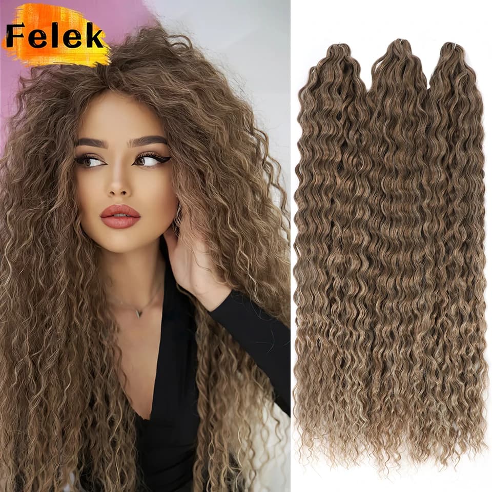 Ombre brun Ariel boucles cheveux vague profonde torsion Crochet Extension de cheveux 22 30 pouces sy