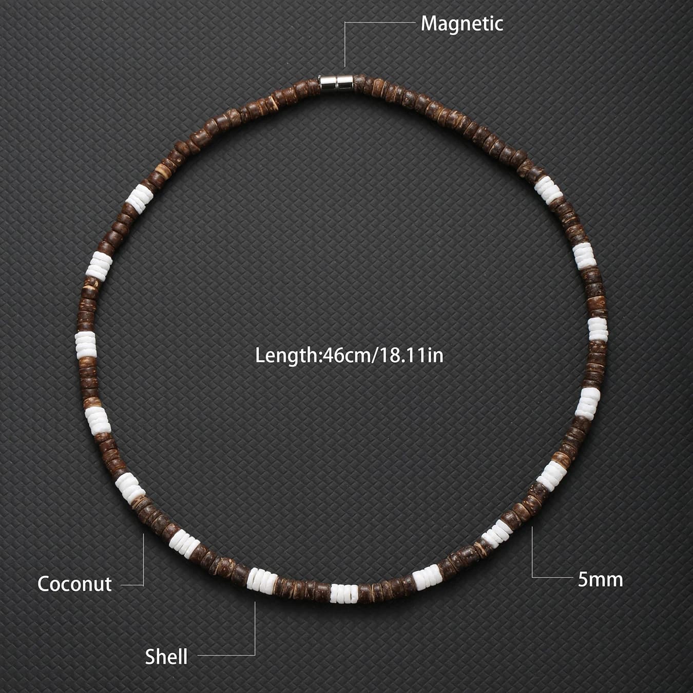 Collier Hombre bohême mâle surfeur collier pour homme bijoux coquille de noix de coco homme en bois 