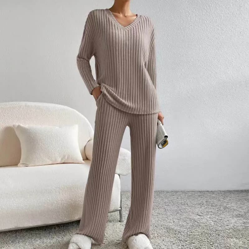 Pull à manches longues pour femme, col en V, monochromatique, tenue décontractée, tenue élégante, au
