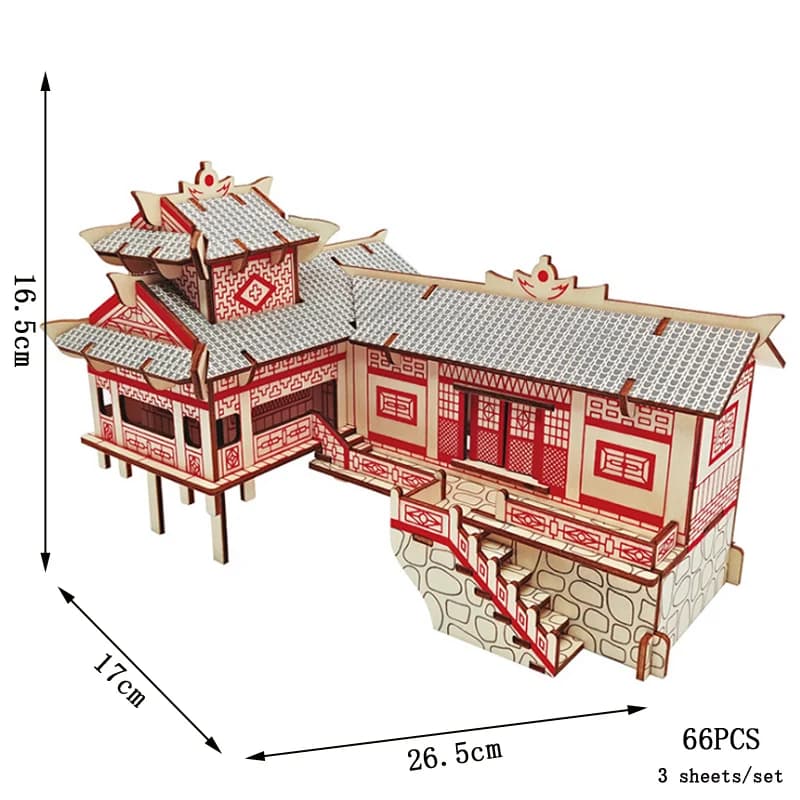 Architecture chinoise 3D Puzzle de Construction en bois modèle de maison de Construction puzzle en b