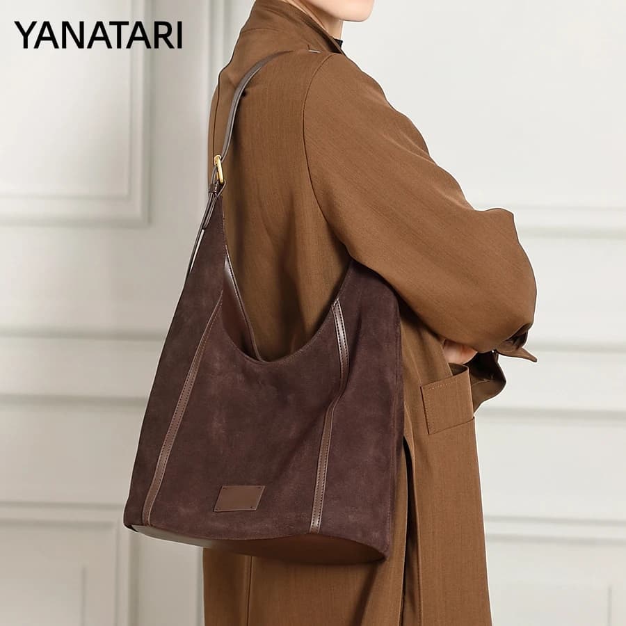 YANATARI en cuir véritable grande capacité minimaliste sac fourre-tout femmes couche supérieure en p