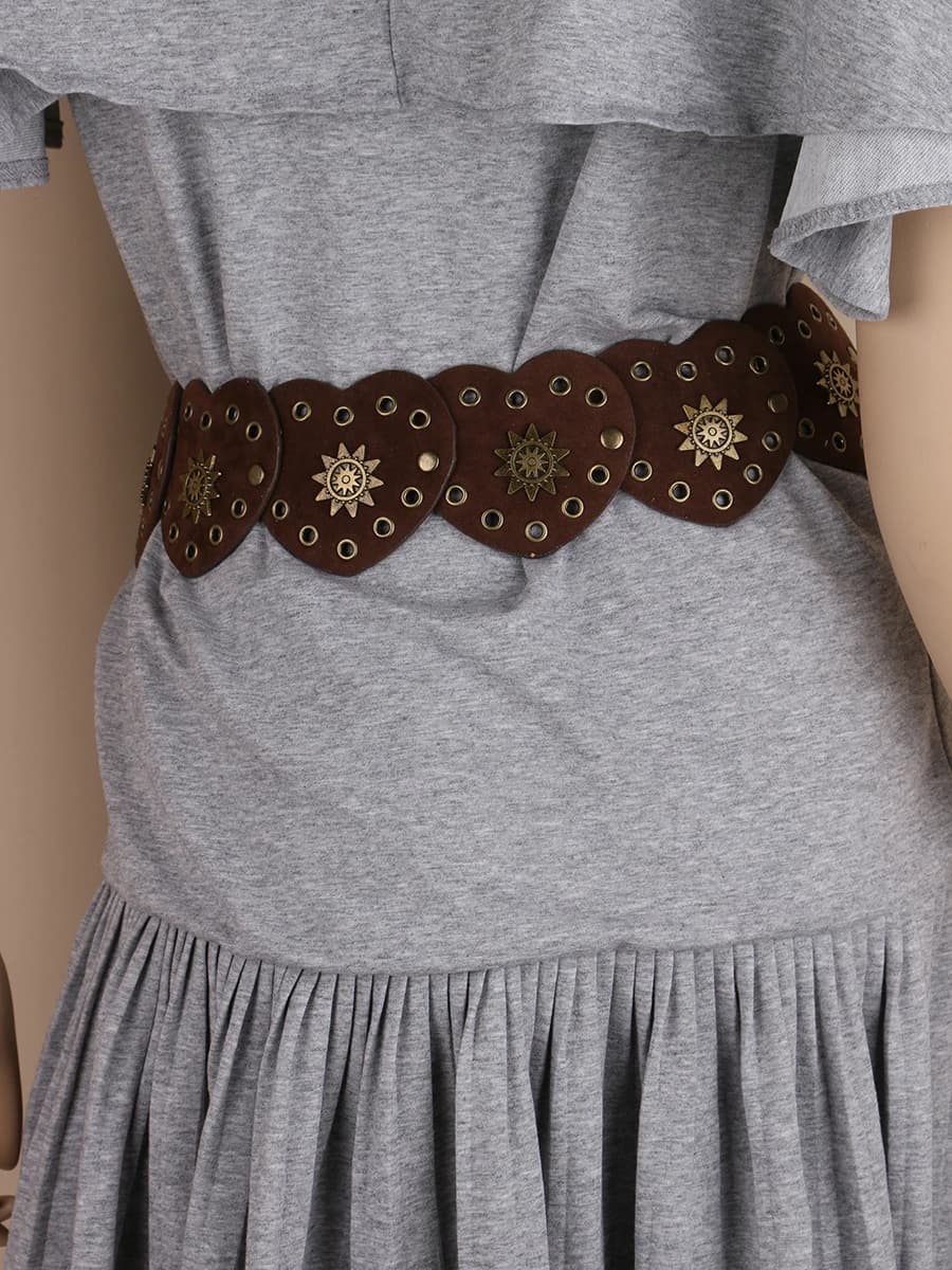 Robe en jean fleur de pêche pour femme, rivet, bouche, connexion, taille, décoration, style cowgirl,