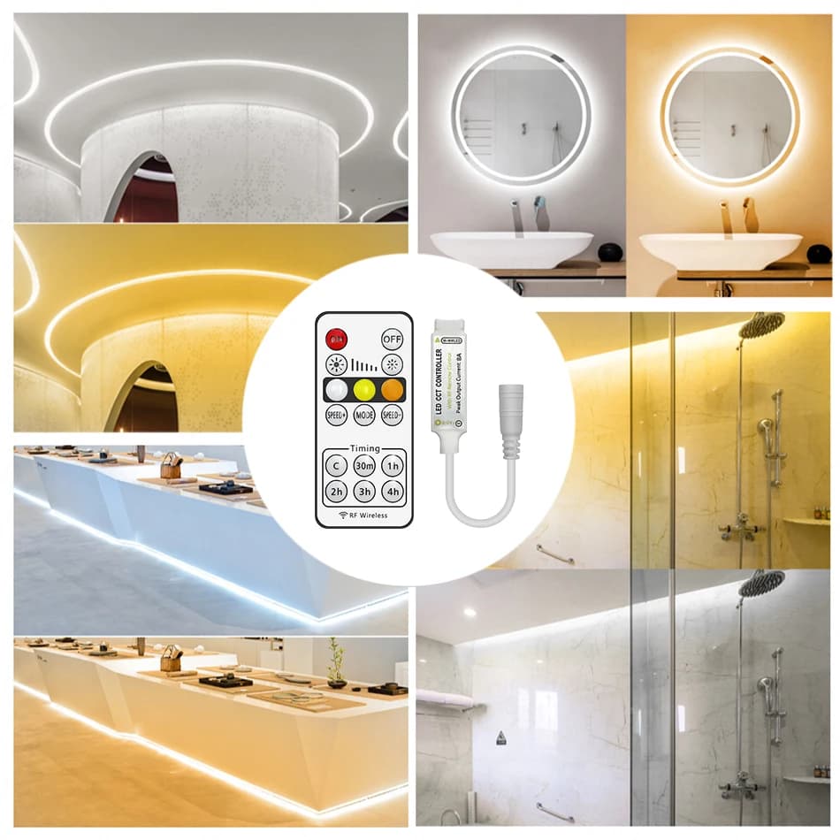 Variateur LED double couleur 5V 12V 24V, télécommande sans fil RF, prise USB DC, 3 broches 2700-6500
