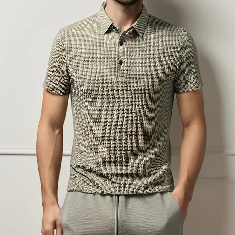Nouveaux hommes d'affaires décontracté à manches courtes fleur d'os couleur unie POLO mode respirant