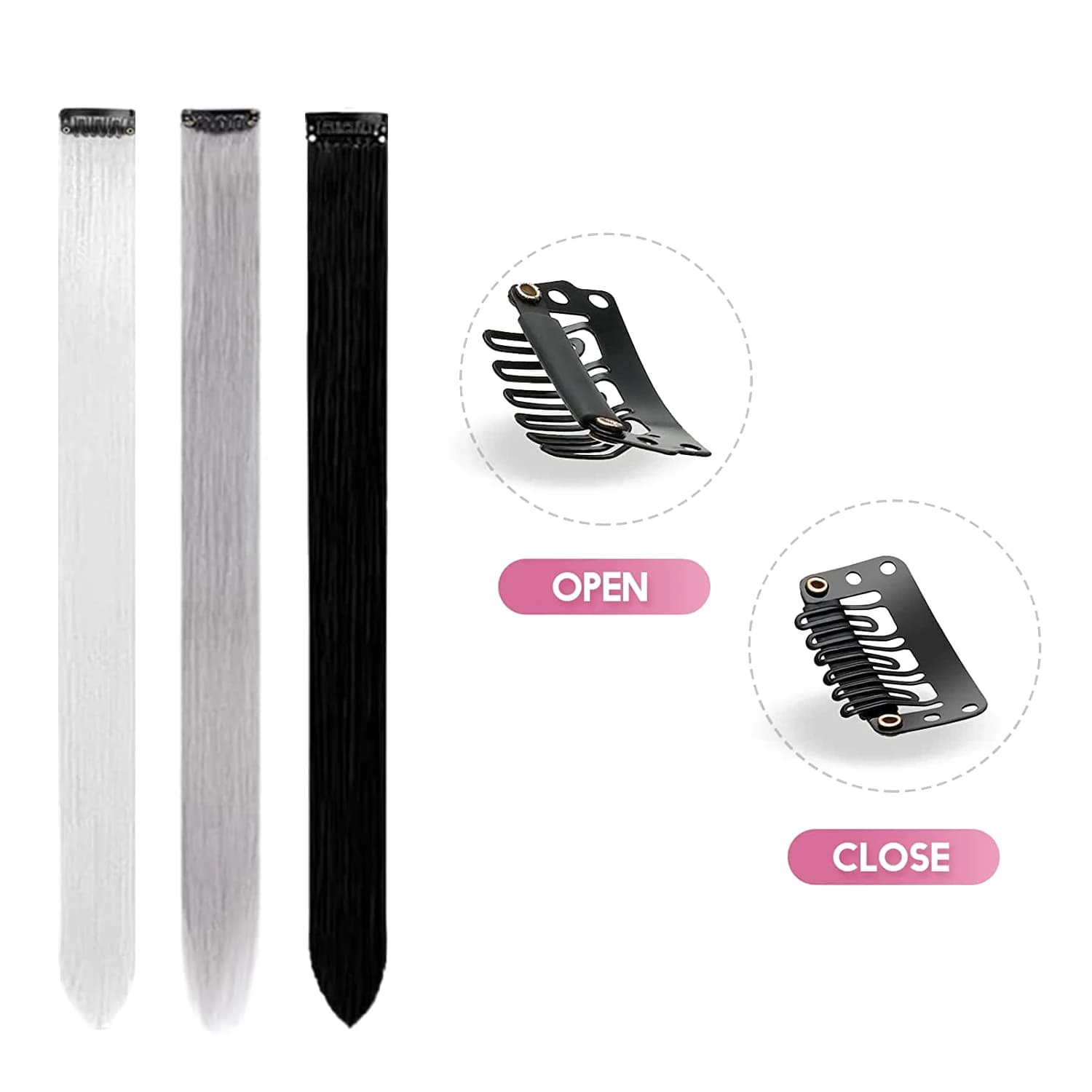 8 paquets d'extensions de cheveux synthétiques colorées 22 pouces droites à clipser sur la fête de n