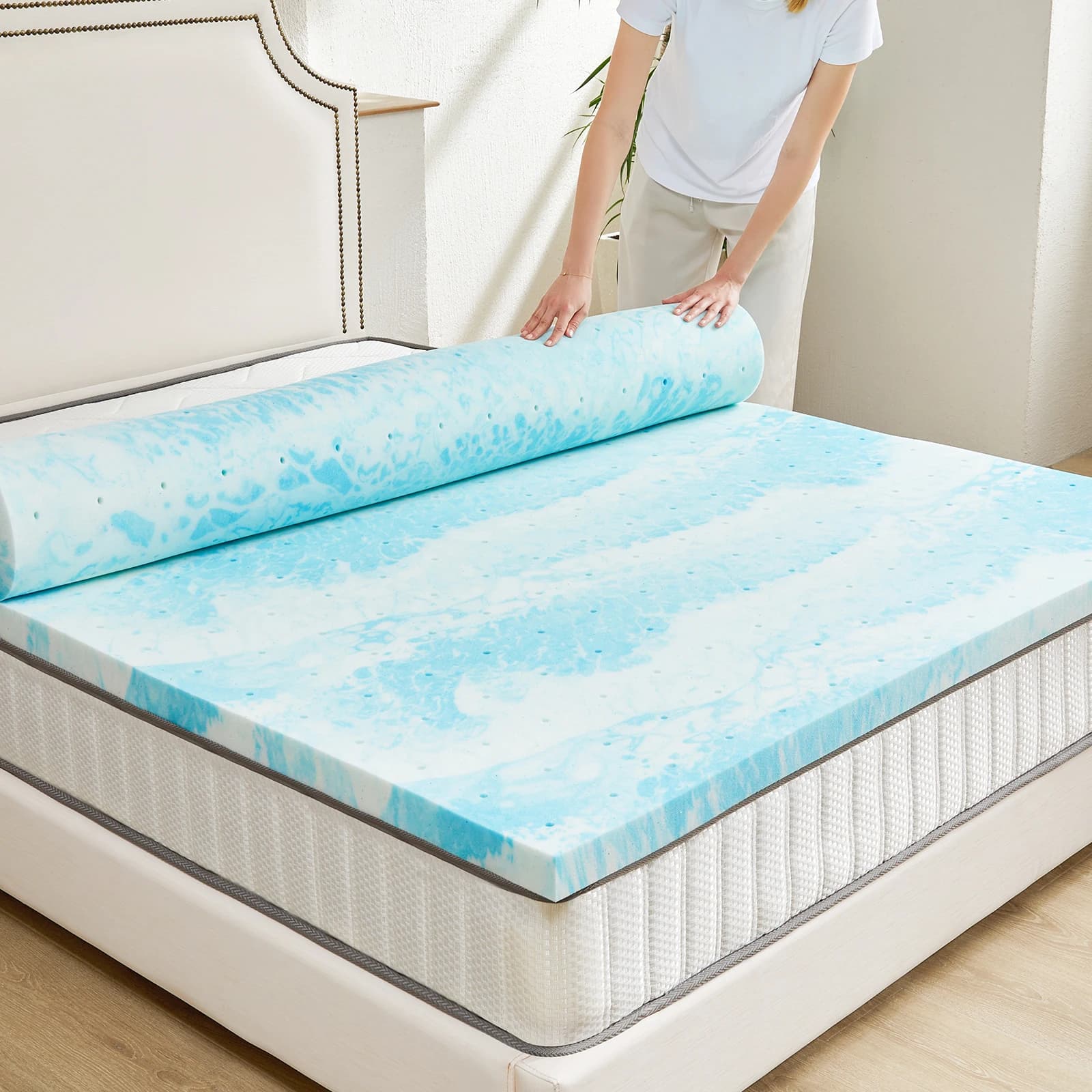 JHK 2-3 pouces revêtement de matelas en mousse à mémoire de forme Queen Size matelas de refroidissem