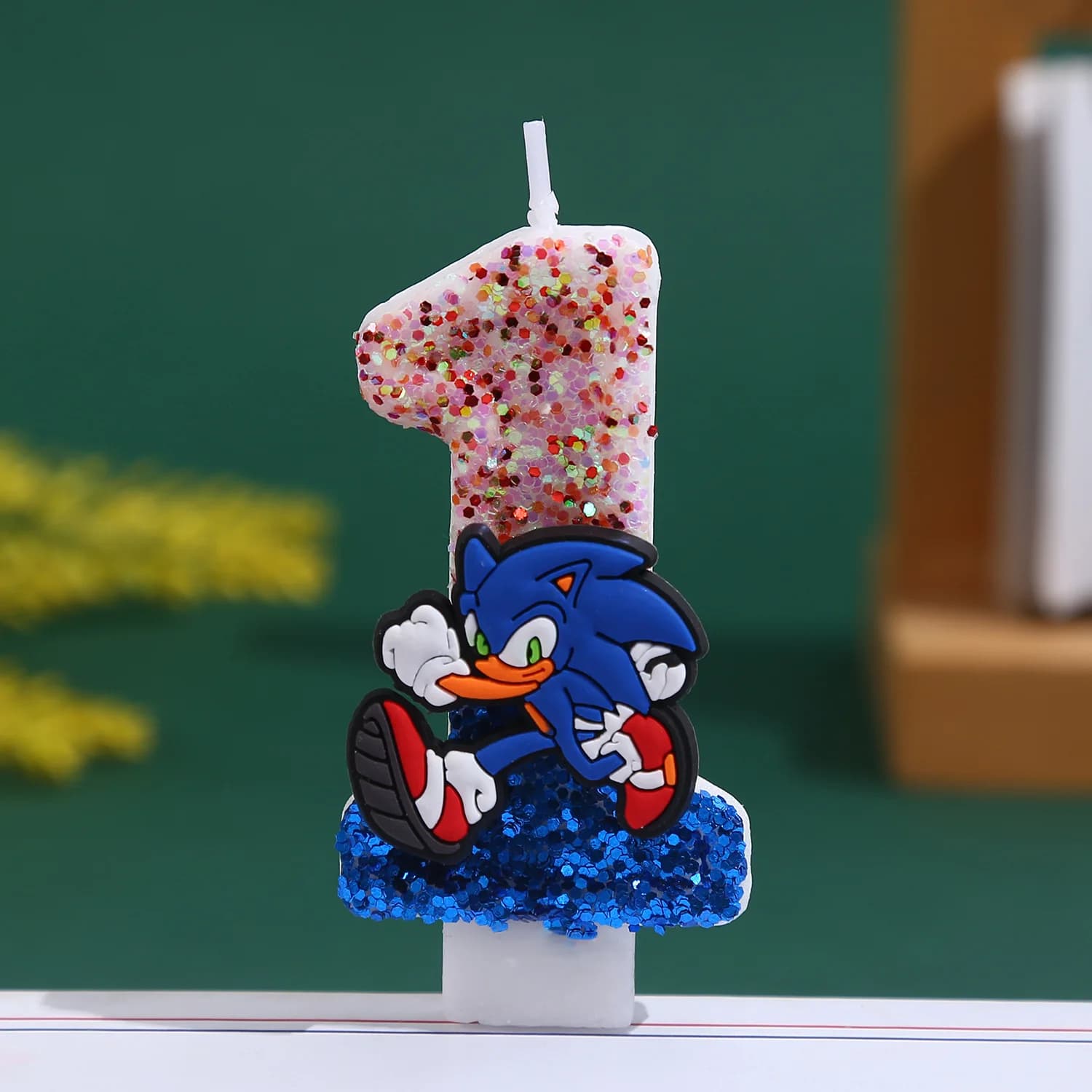 Bougie Sonices bleue 0-9 chiffres, personnage d'anniversaire pour enfant, décorations de gâteau d'an