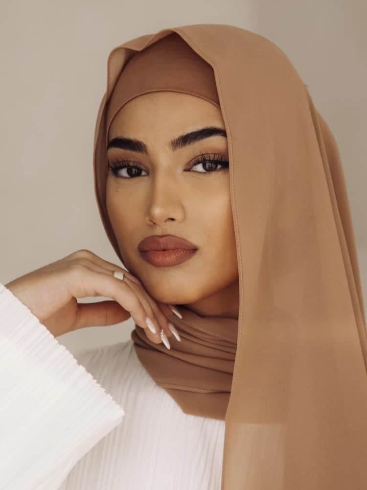 Ensemble de 2 pièces en mousseline de soie, Hijab, sous-capuchon assorti, écharpe avec sous-écharpe 