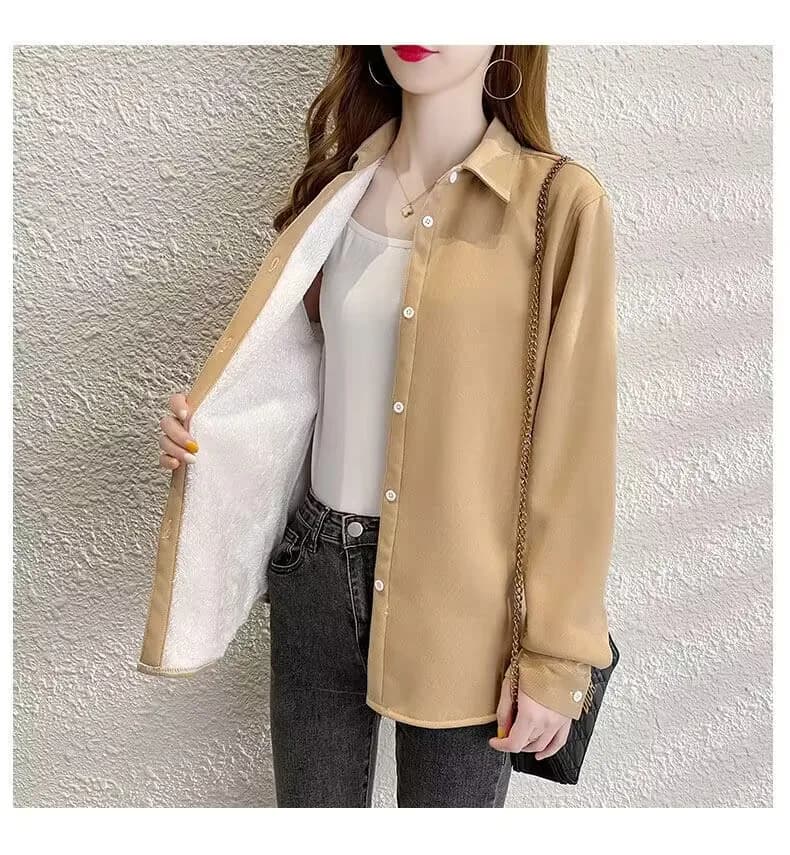 Chemise en Velours Côtelé à Manches sulfpour Femme, Vêtement Chaud et Décontracté, de Couleur Unie, 