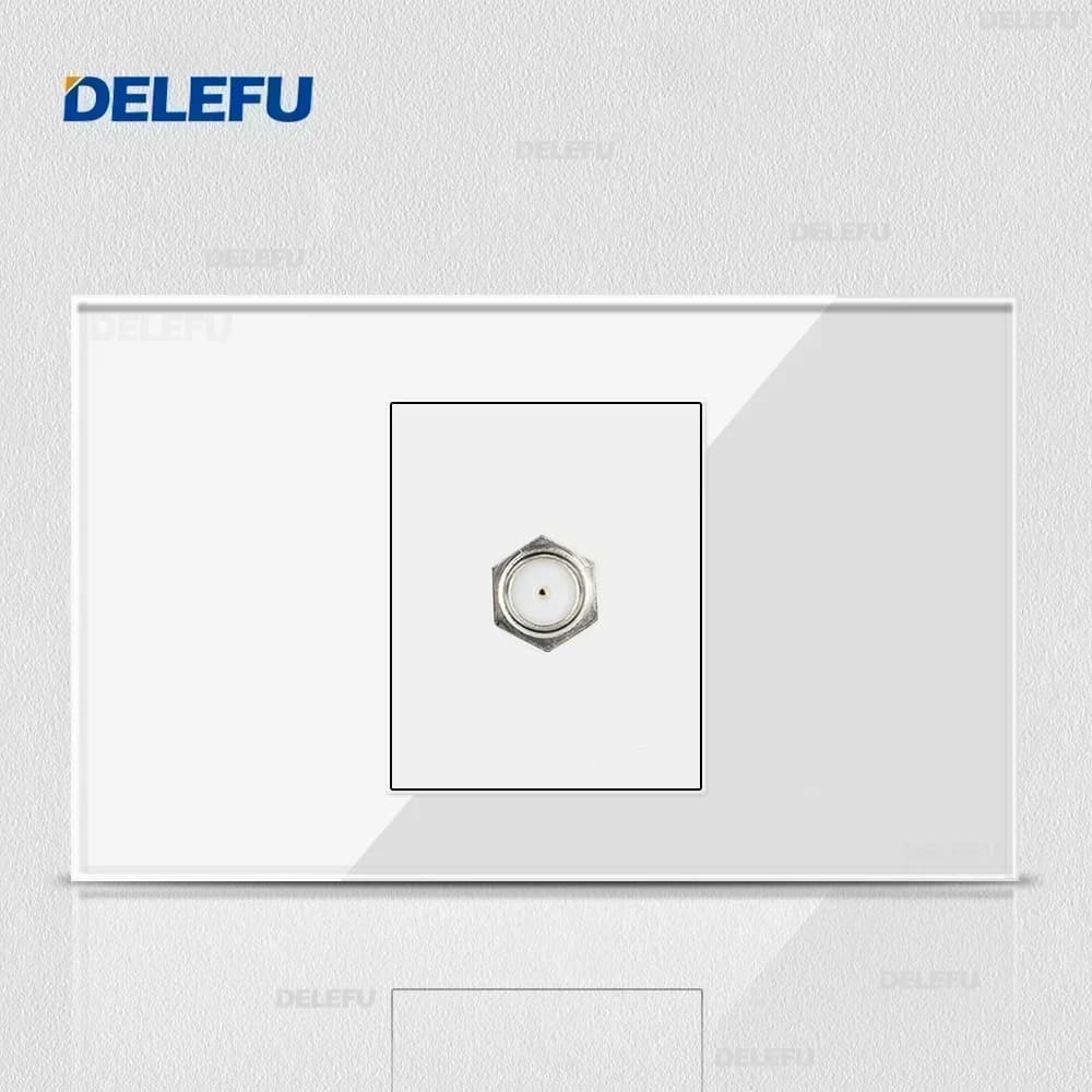 DELEFU panneau de verre blanc norme italienne 118*74mm TEL CAT5E CAT6 prise murale Satellite TV