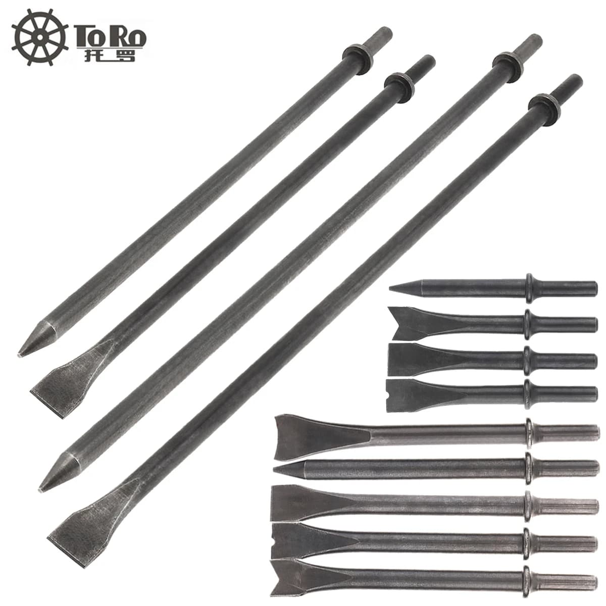 Tête de ciseau à air dure 120-460 mm 45 #   Tête de pelle à Air solide en acier, embout de marteau à