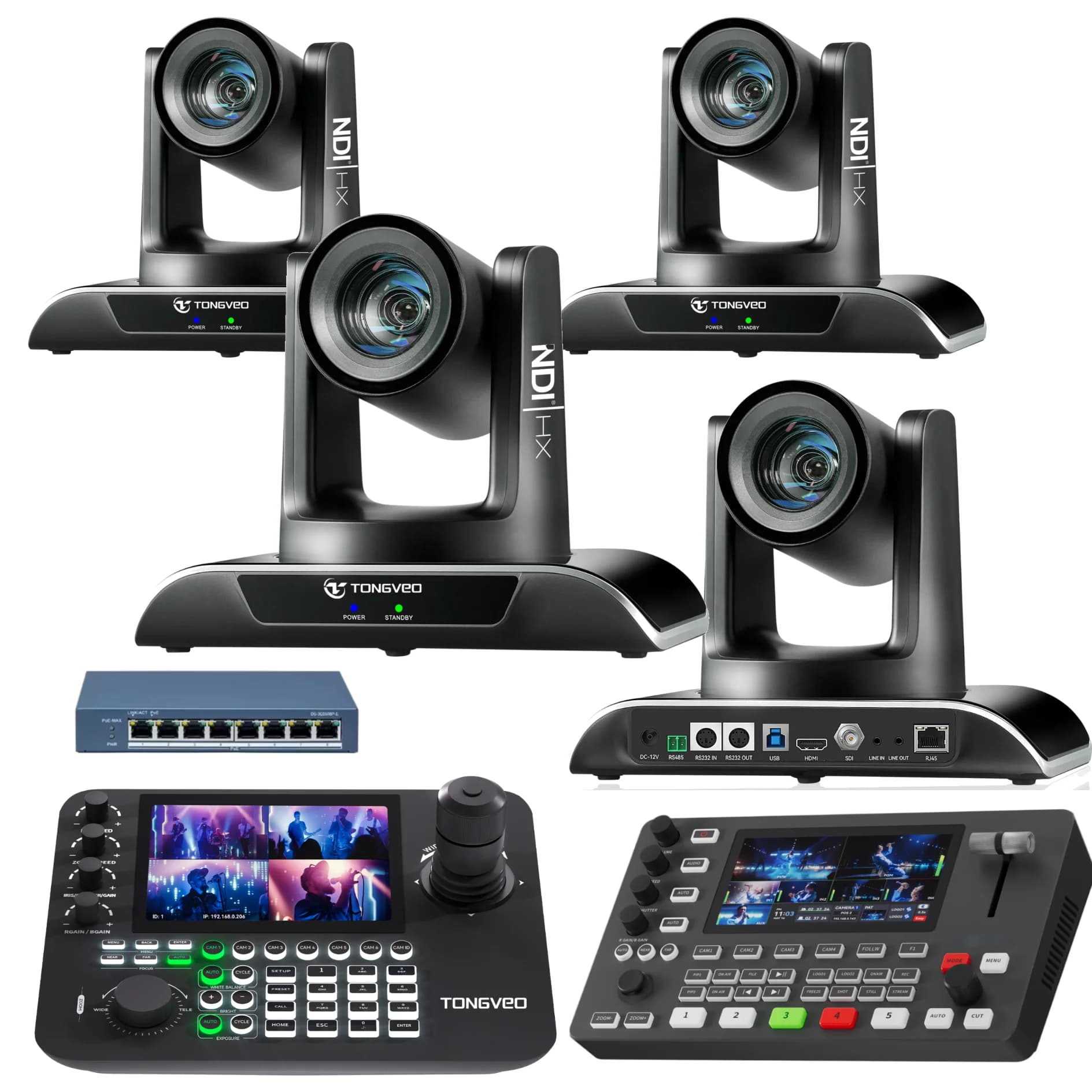 Kit de caméra de streaming en direct PTZ NDI avec zoom optique 30X et suivi automatique + Commutateu
