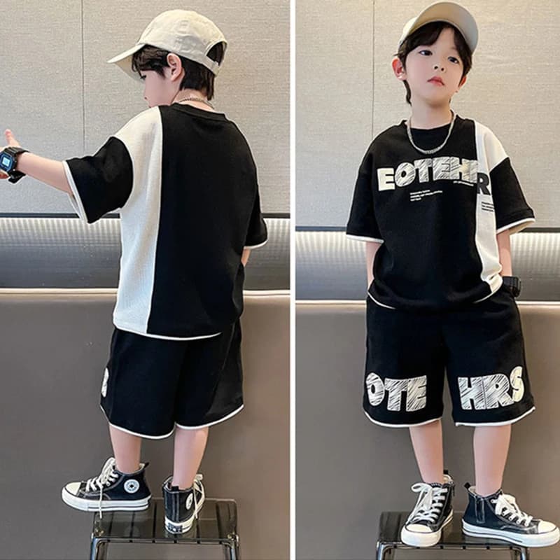 Nouvel été adolescents garçons vêtements ensembles enfant mode lettre haut et short 2 pièces enfants