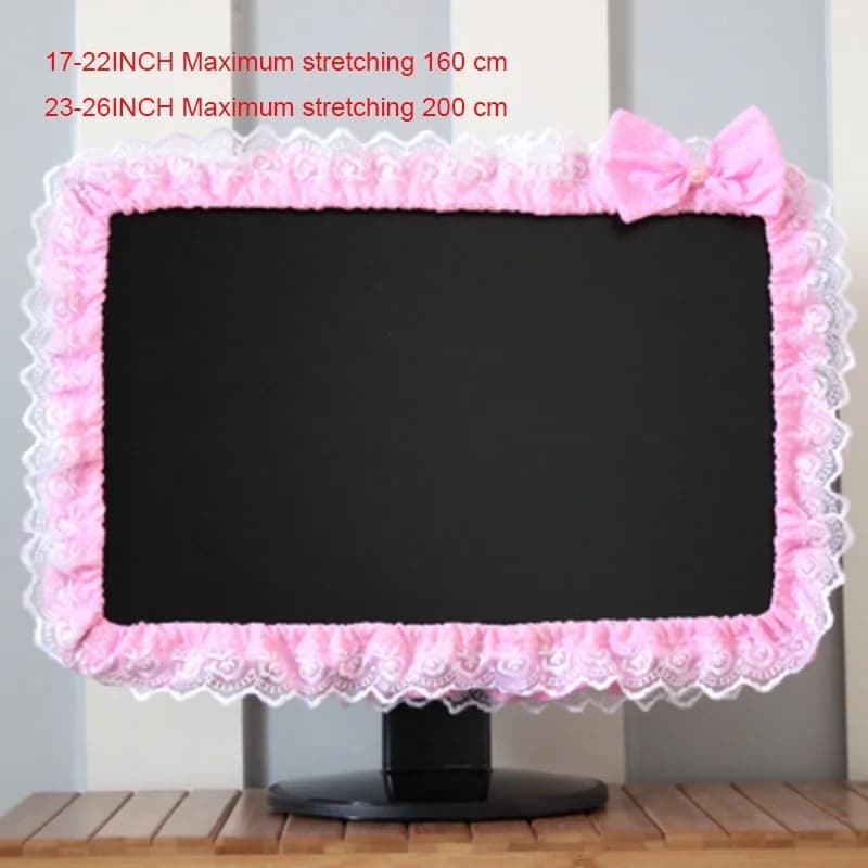 Couverture de cadre d'ordinateur en tissu dentelle, couverture anti-poussière pour écran de moniteur