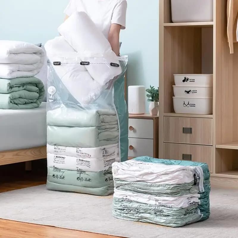 Pas besoin de pompe sacs à vide grands sacs de rangement en plastique pour ranger vêtements couvertu