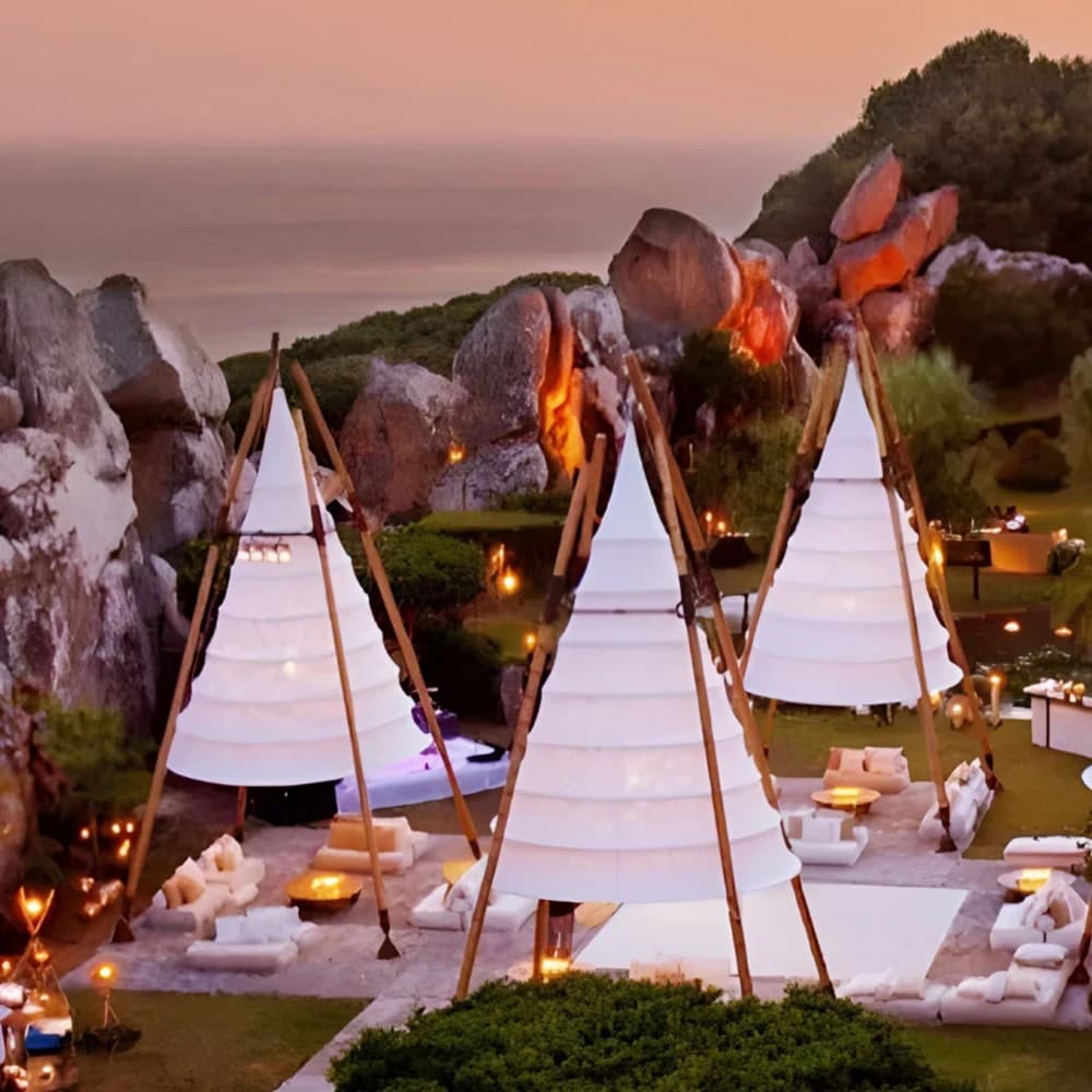 Offre spéciale Camping en plein air lanterne tente Glamping tipi Tenda pyramide conique lanterne ten