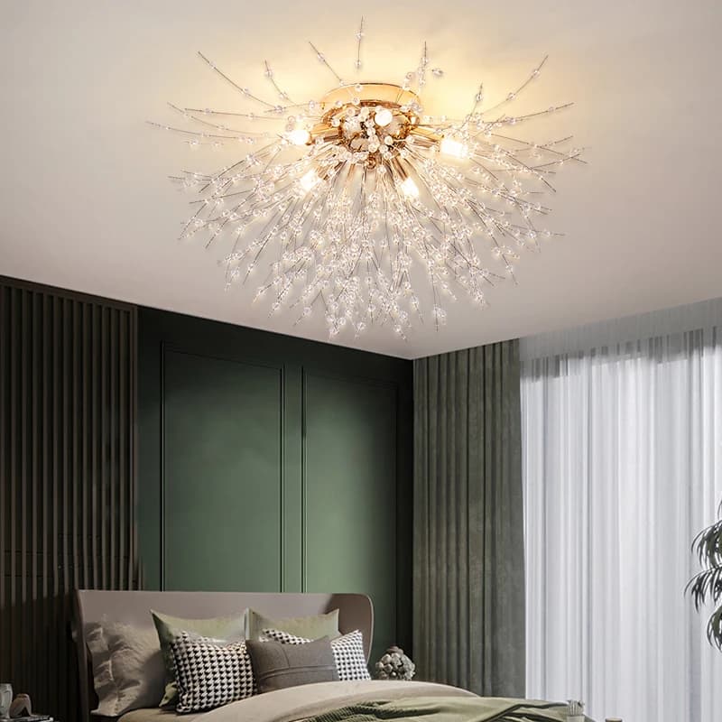 Lustre en cristal de pissenlit nordique, salon moderne, salle à manger, chambre à coucher, plafonnie