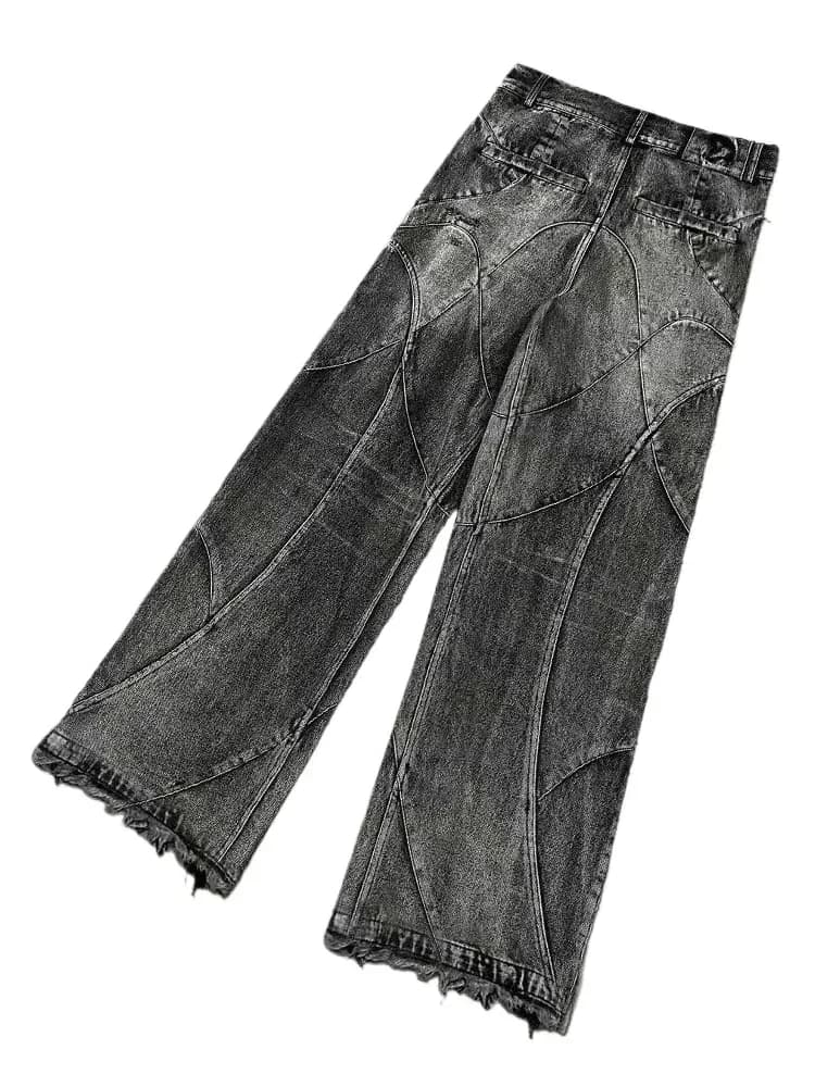 Jeans vintage Y2K streetwear punk hip hop pour femmes, pantalon grunge baggy déchiré, denim délavé, 