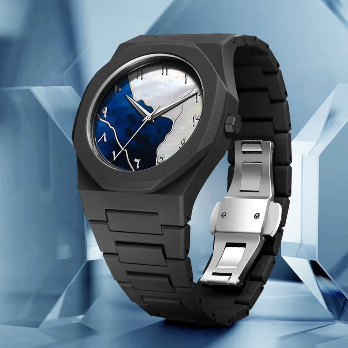 LUCKYFOXNew montres haut de gamme tendance pour hommes graffiti art montres à quartz