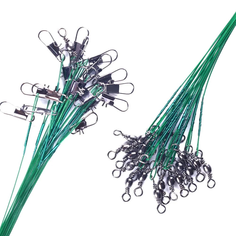 Ligne de pêche en acier Anti-morsure, Leader de fil d'acier avec accessoire de pêche pivotant, laiss