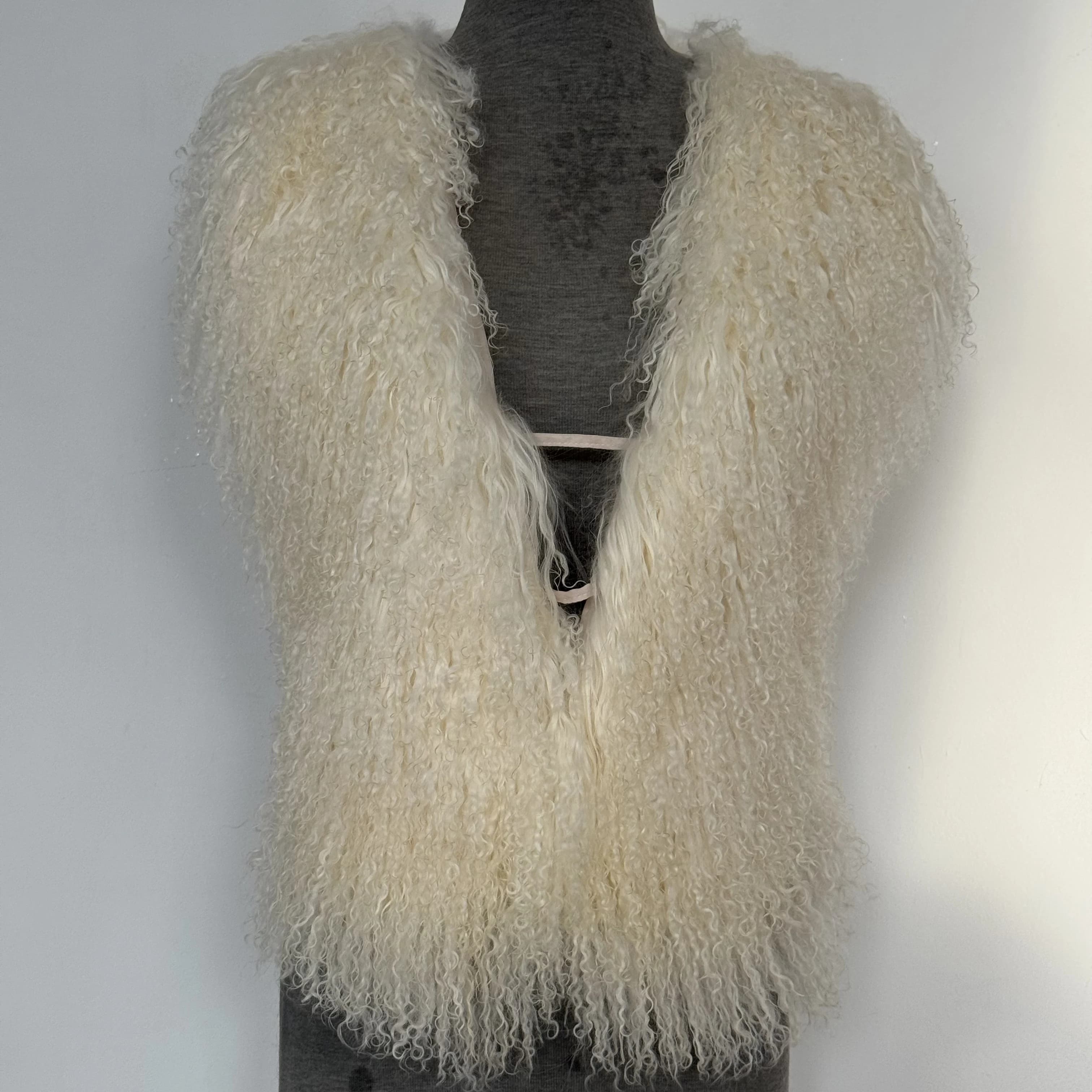 Gilet en vraie fourrure de mouton mongole pour femmes, Streetwear, haut à col licou en vraie fourrur