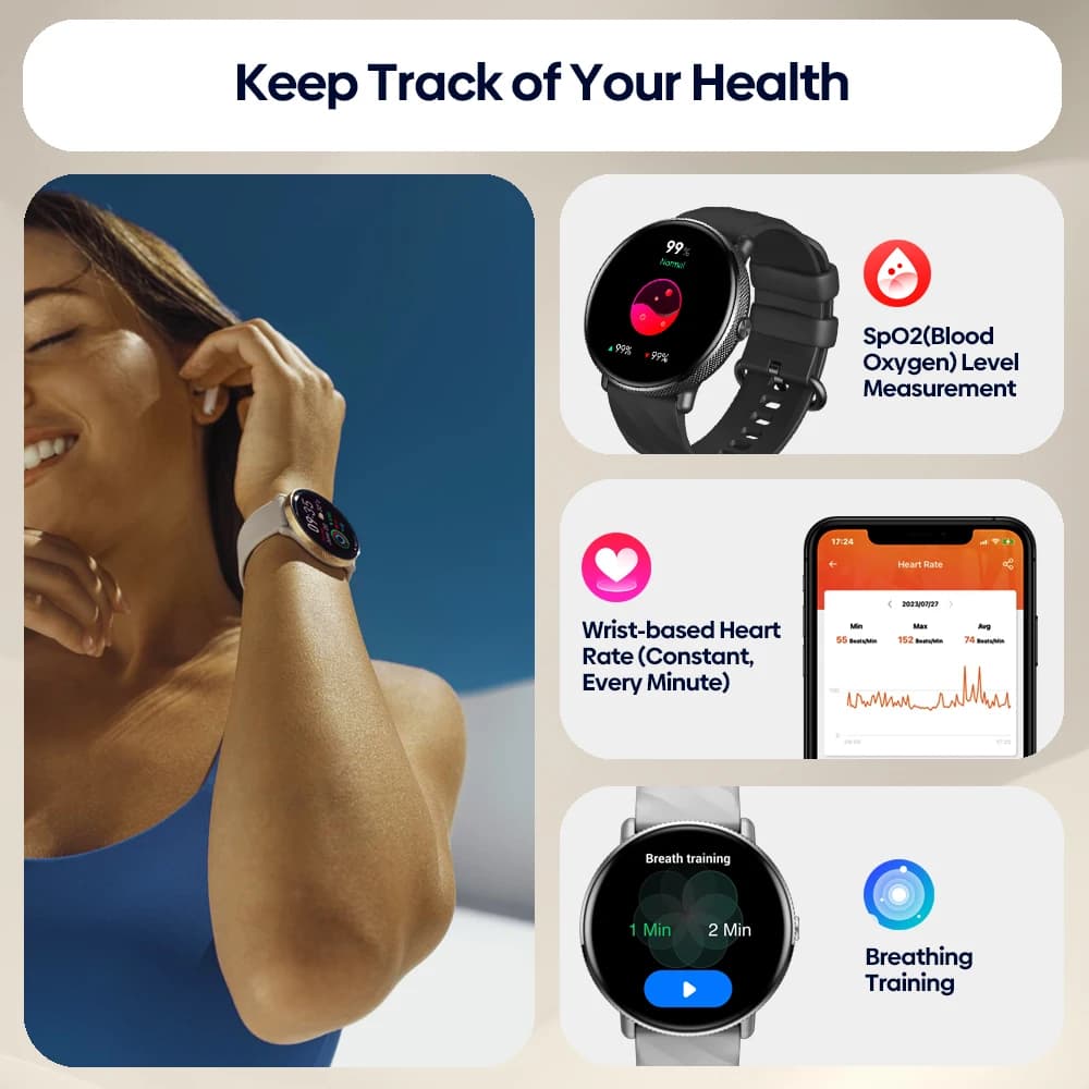 Zeblaze-Montre intelligente GTR 3 Pro pour homme et femme, écran AMOLED, passer et répondre à des ap